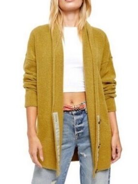 FREE PEOPLE Eucalyptus Oversized Cardigan Sweater in Moss XS Cozy Soft Slouchy